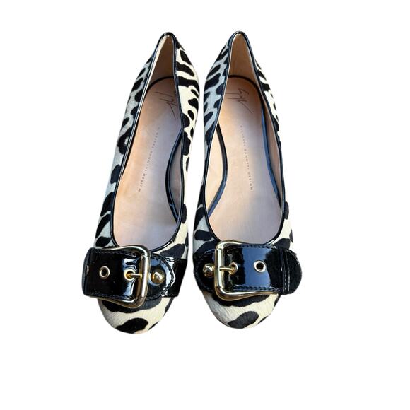 Giuseppe Zanotti Ponyhair Leopard Print Buckle Ballet Flat Loafers - 39.5 / 9.5 - Picture 3 of 10